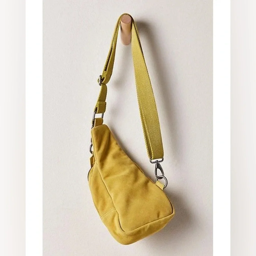 Free People Leather Hudson Suede Sling Bag Apple Green - Picture 4 of 14